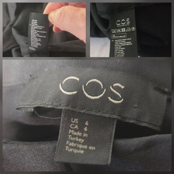 COS Sheer Yoke Minimialist Shirt Dress Black Sz. 6 - Picture 5 of 7